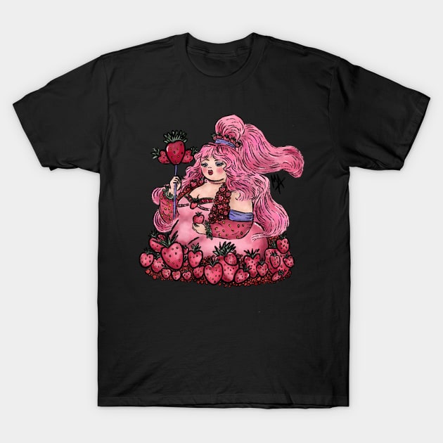 Strawberry Queen (design available with background and quote too) T-Shirt by The Mindful Maestra